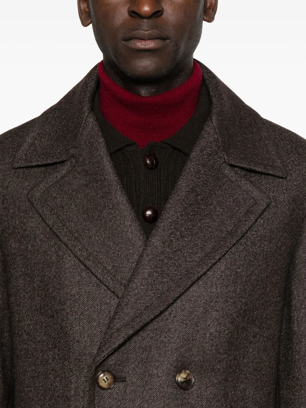 Brett Johnson Double-breasted Coat In Brown