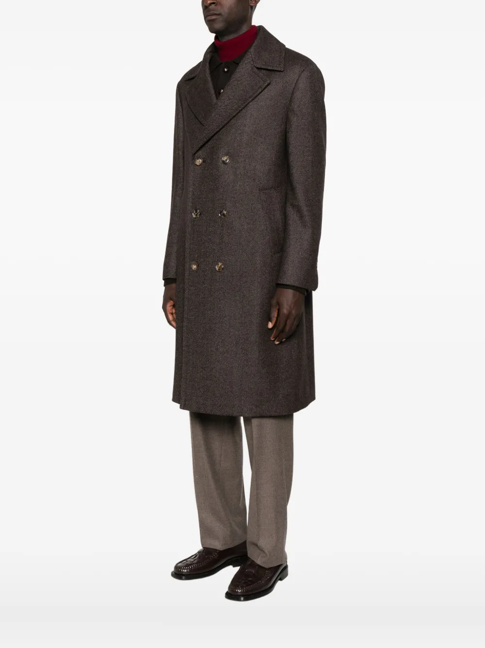 Brett Johnson Double-breasted Coat In Brown