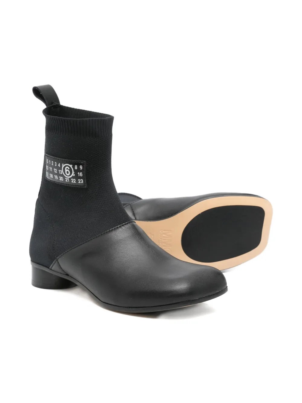 MM6 Maison Margiela Kids Numbers-motif ankle boots - Zwart