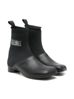 MM6 Maison Margiela Kids スクエアトゥ ブーツ | ブラック | FARFETCH JP
