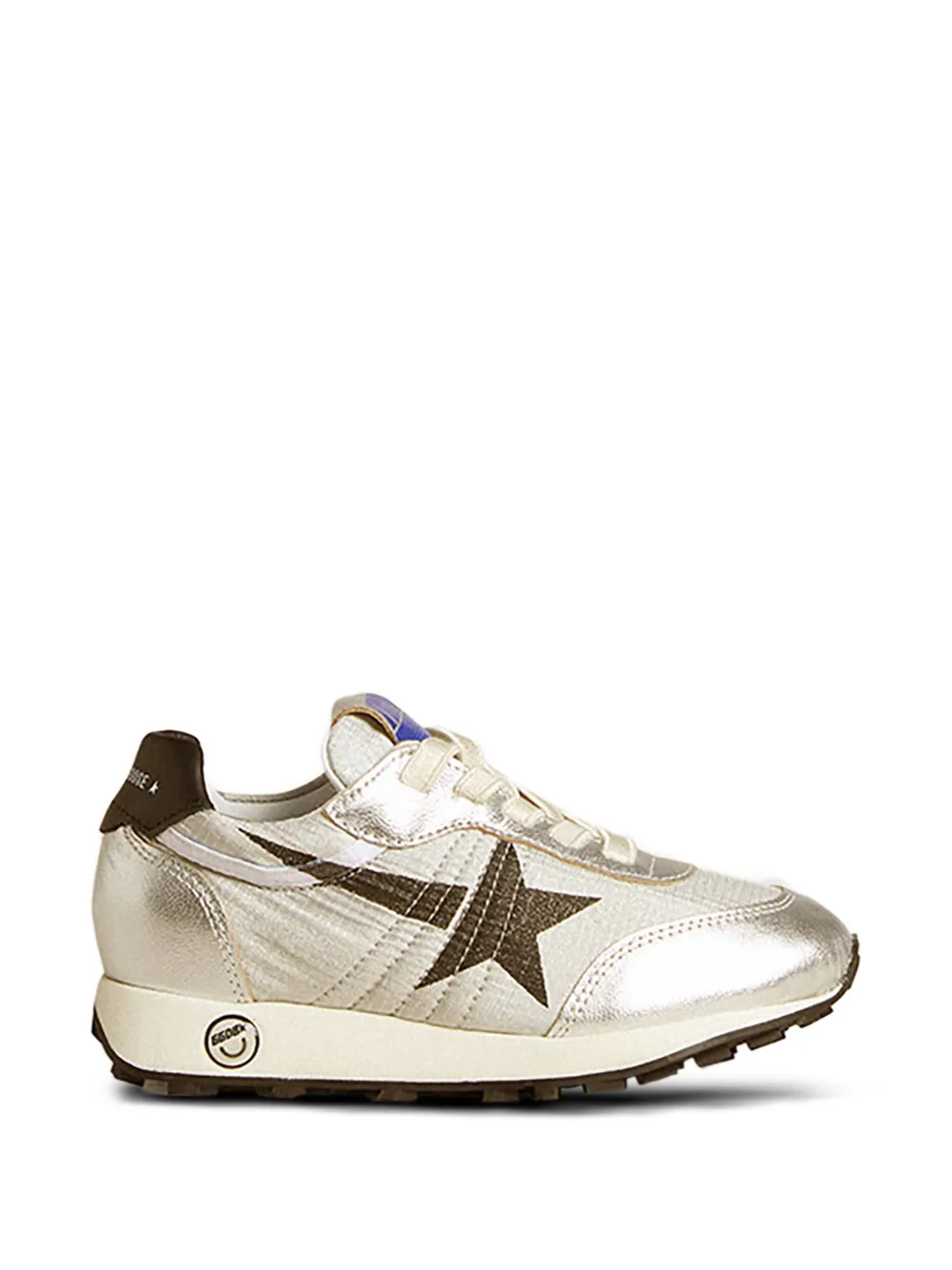 Golden Goose Kids laminated-star leather sneakers Zilver