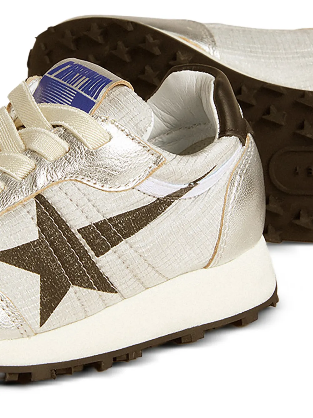 Golden Goose Kids laminated-star leather sneakers Zilver