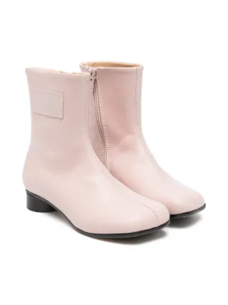 MM6 Maison Margiela Kids Tabi Leather Ankle Boots | Pink | FARFETCH