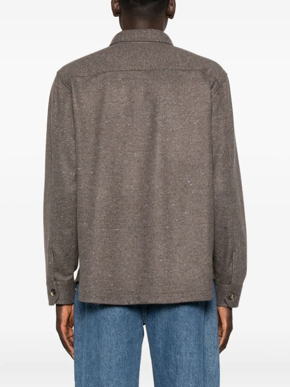 Brett Johnson Cashmere Tweed Overshirt In Brown