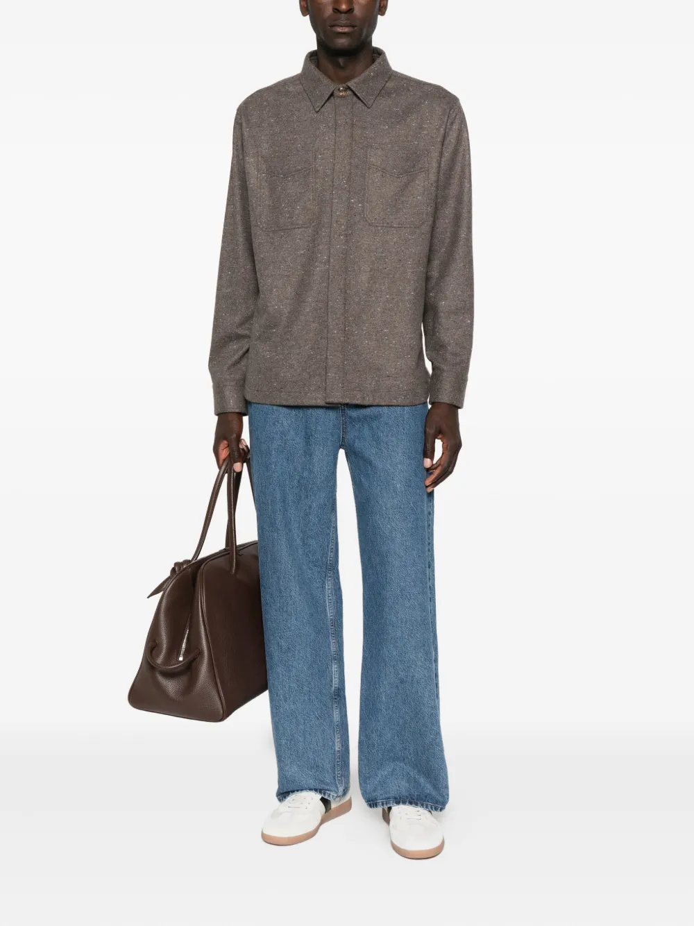 Brett Johnson Cashmere Tweed Overshirt In Brown