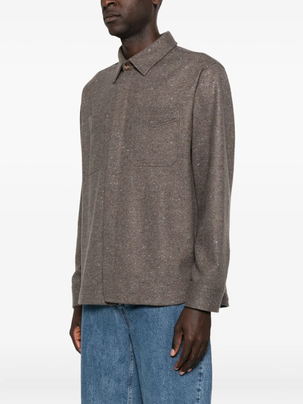 Brett Johnson Cashmere Tweed Overshirt In Brown