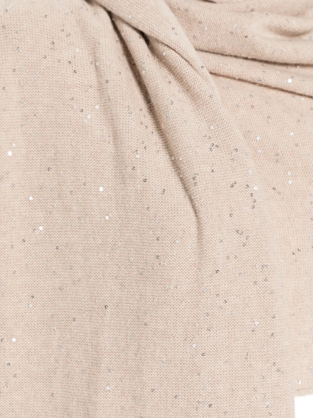Antonelli Sequin-embellished Knitted Scarf In Neutral
