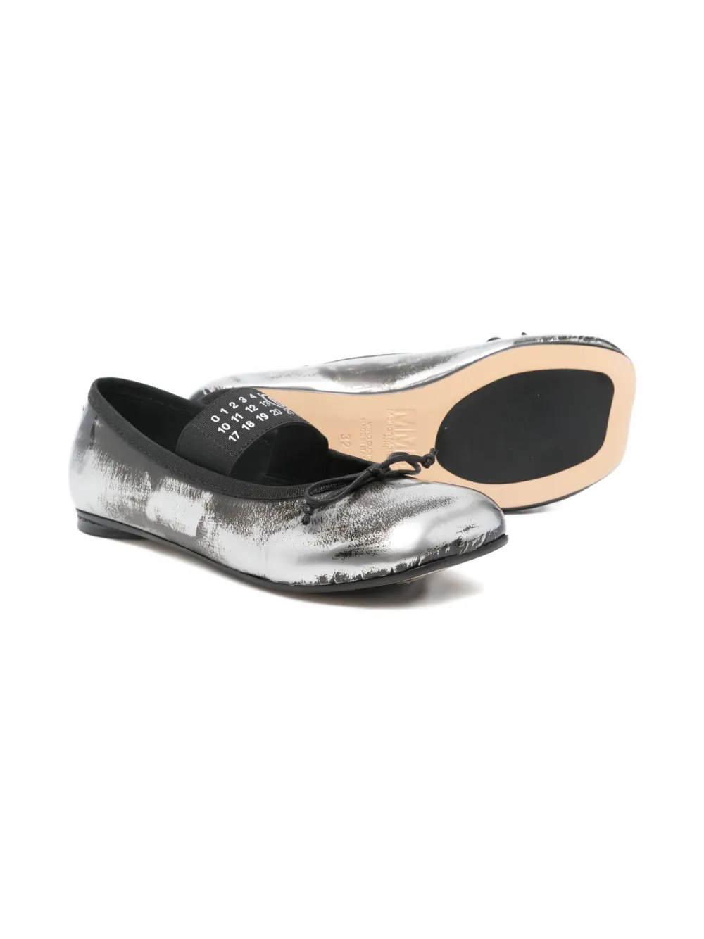 MM6 Maison Margiela Kids ribbon-detail ballerinas Zwart