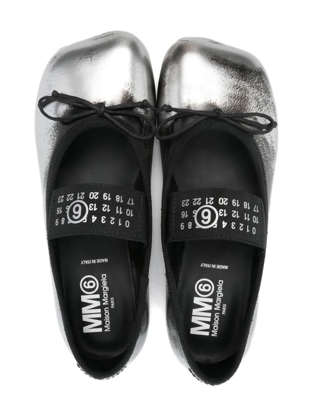 MM6 Maison Margiela Kids ribbon-detail ballerinas Zwart