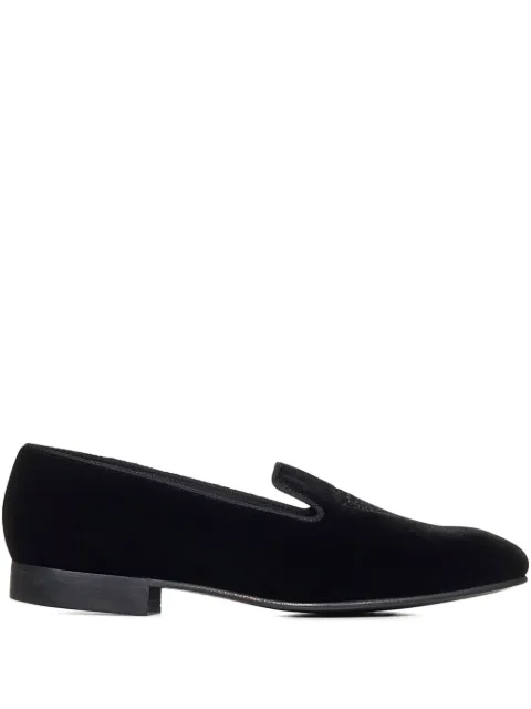 Church's logo-embroidered velvet loafers