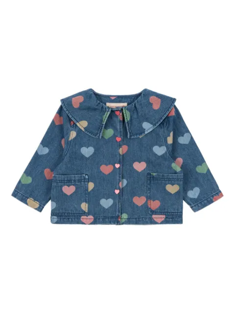 Konges Sløjd camisa de mezclilla con corazones estampados