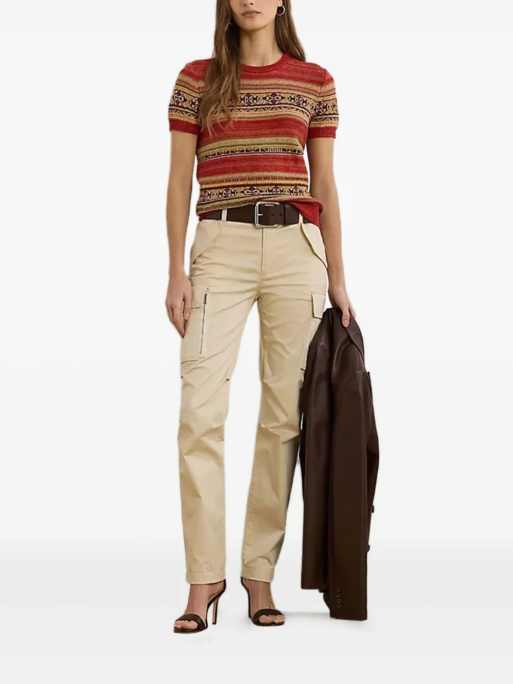 Lauren Ralph Lauren Geo-stripe short-sleeve sweater | Knitted Tops | Image 2