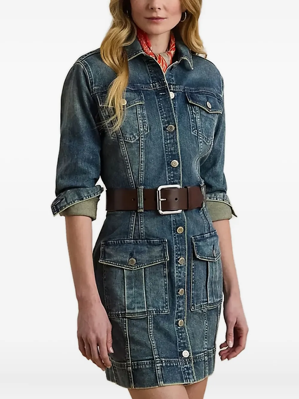 Lauren Ralph Lauren ボタン ミニドレス - ブルー Lauren Ralph Lauren ボタン ミニドレス - ブルー