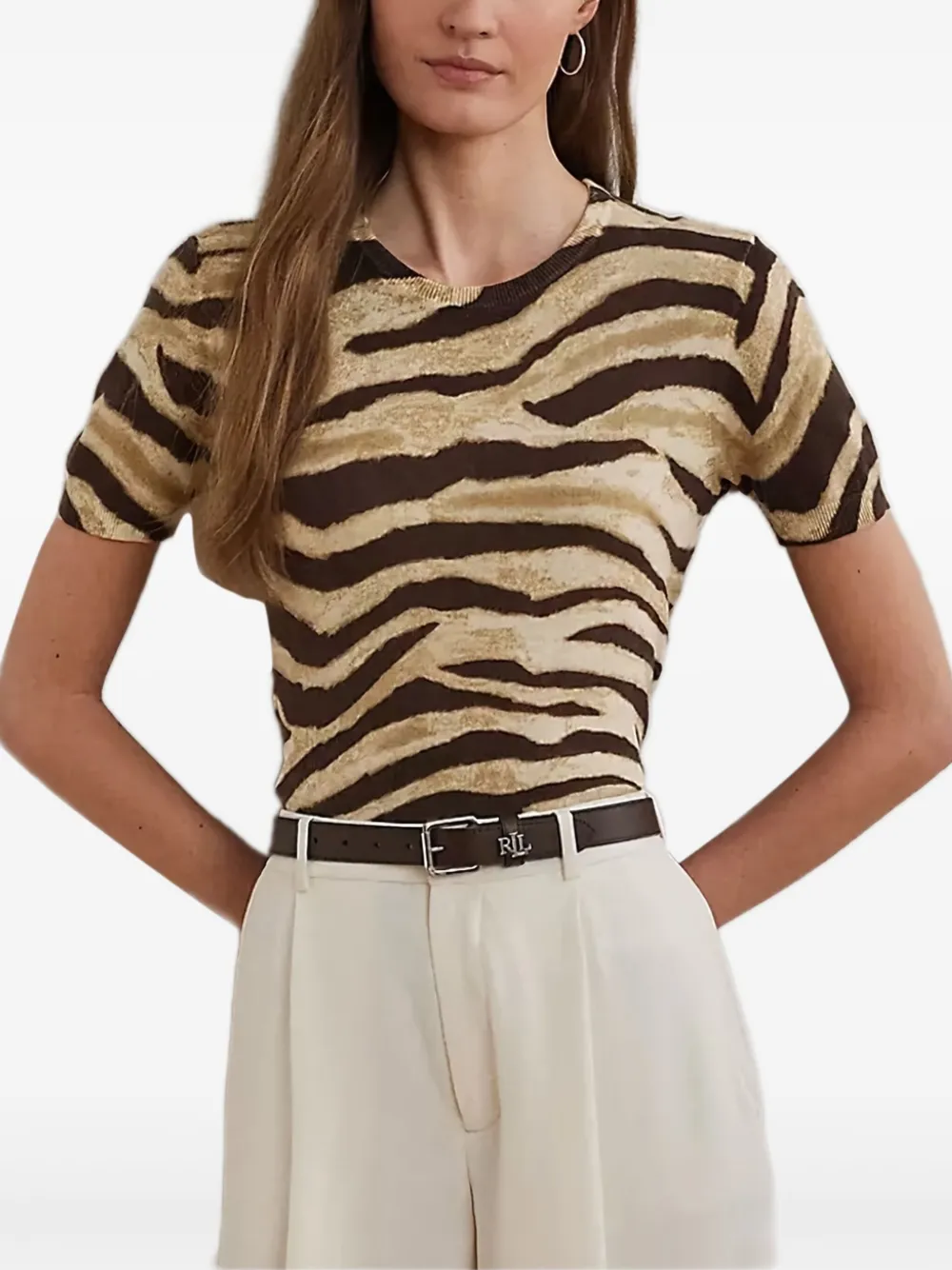 Lauren Ralph Lauren zebra-print short-sleeve top | Neutrals | Image 1