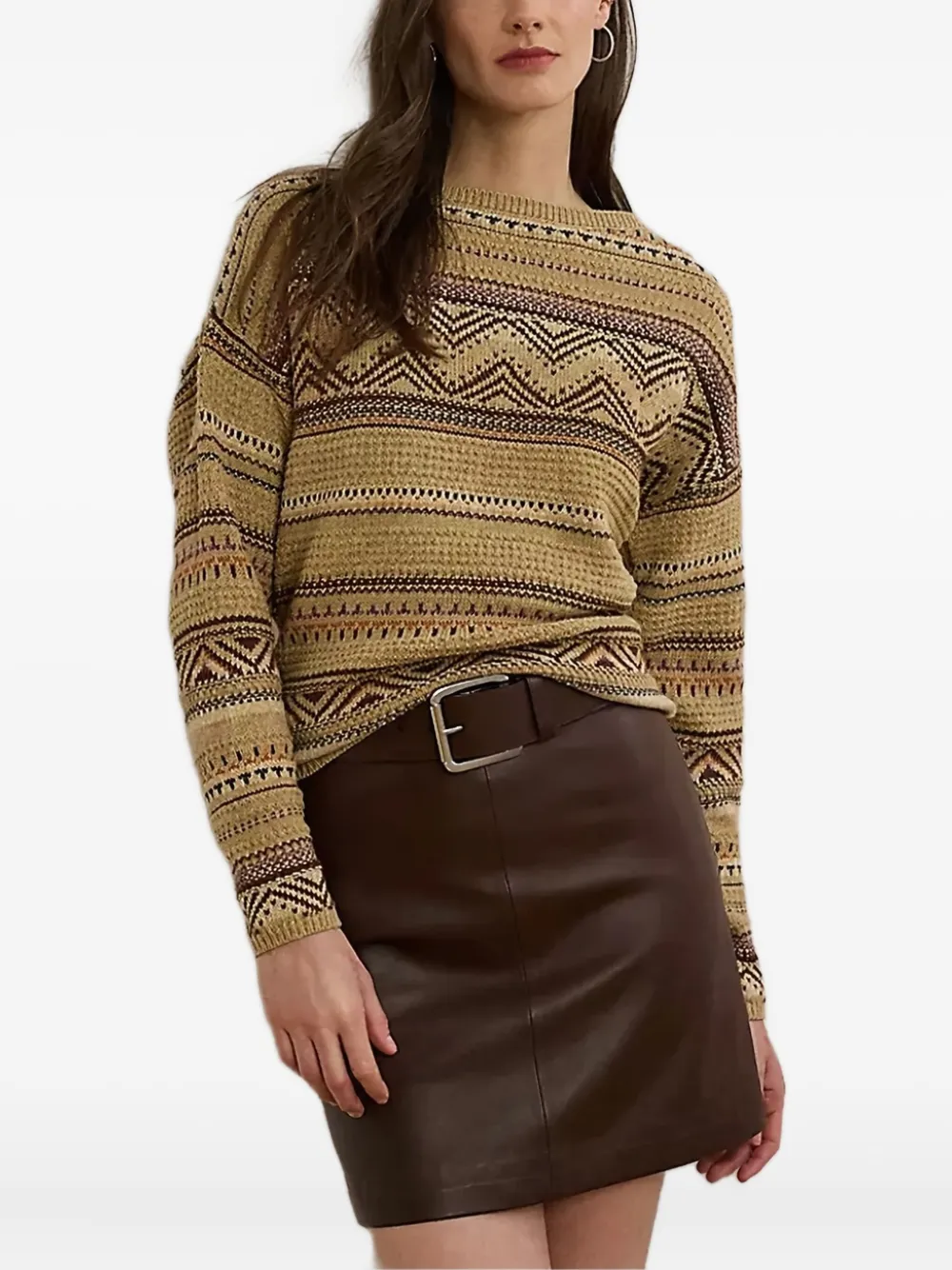 Lauren Ralph Lauren Geo-striped boat-neck sweater - Toni neutri