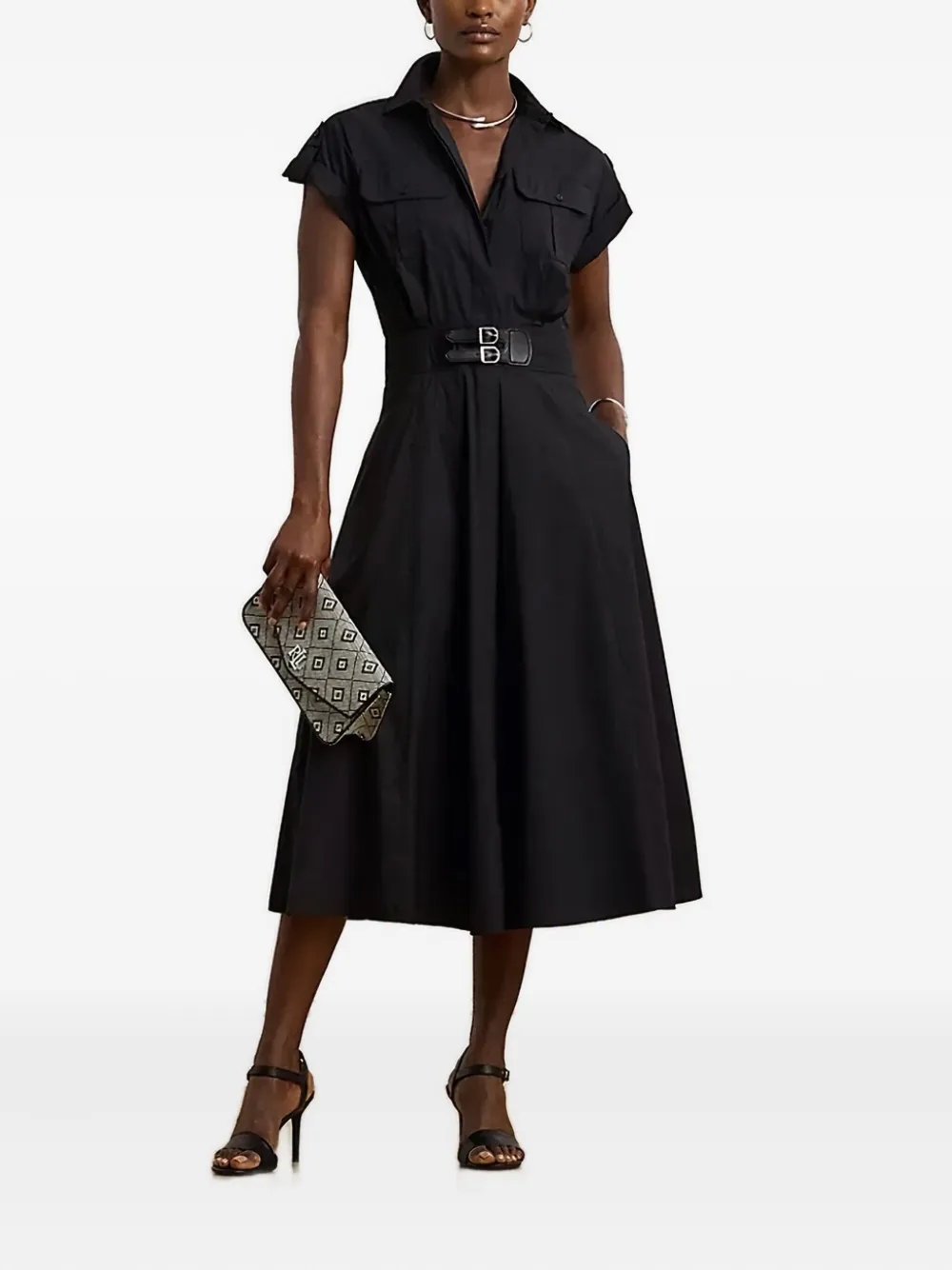Lauren Ralph Lauren ベルテッド シャツドレス - ブラック Lauren Ralph Lauren ベルテッド シャツドレス - ブラック