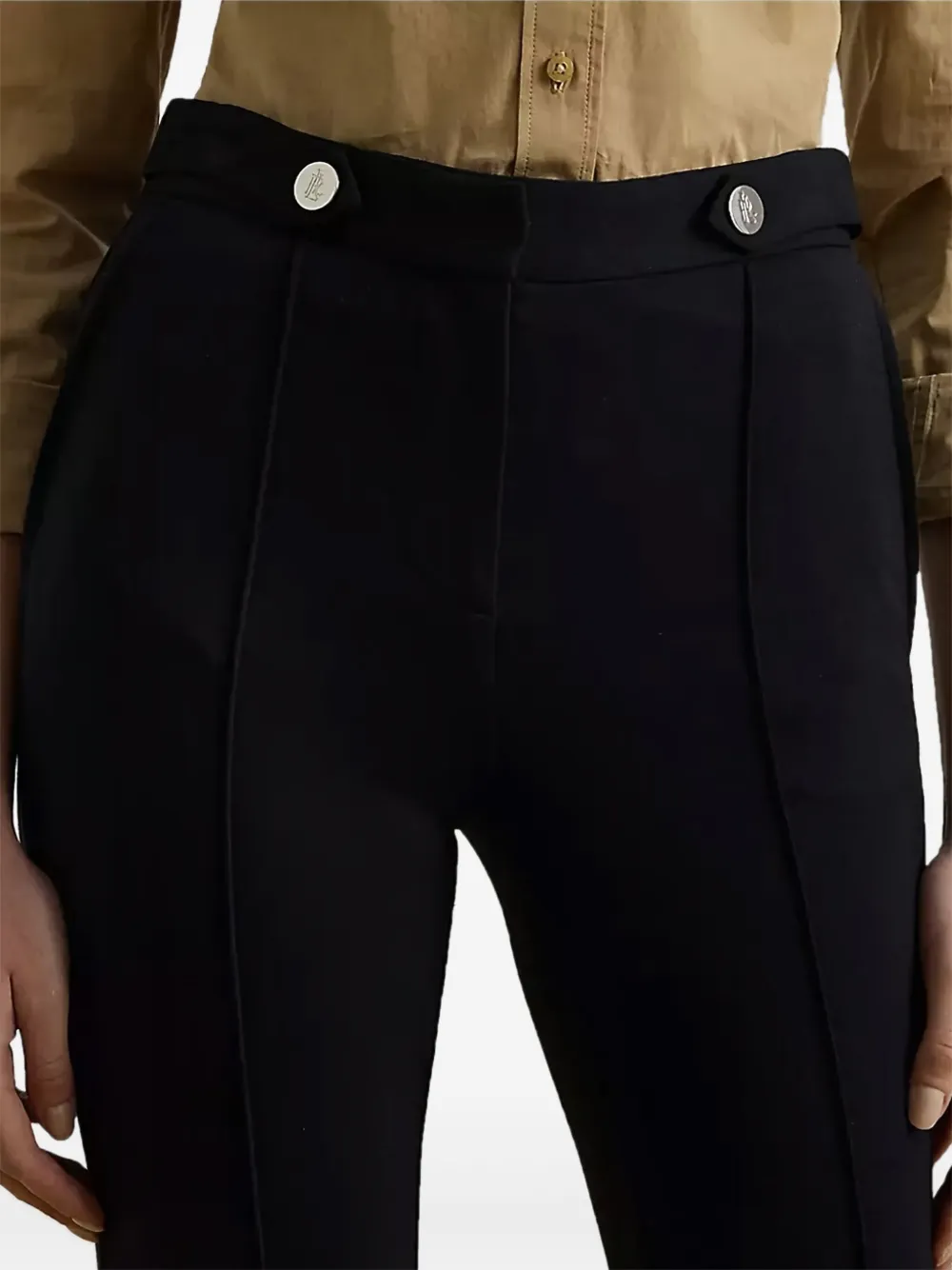 Ralph Lauren Button-detailed Bootcut Trousers In Black