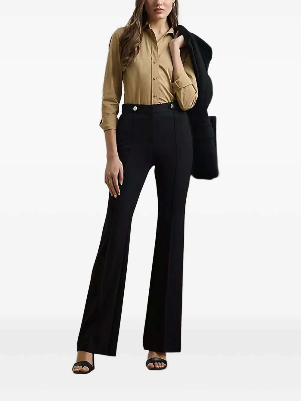 Lauren Ralph Lauren button-detailed bootcut trousers - Zwart