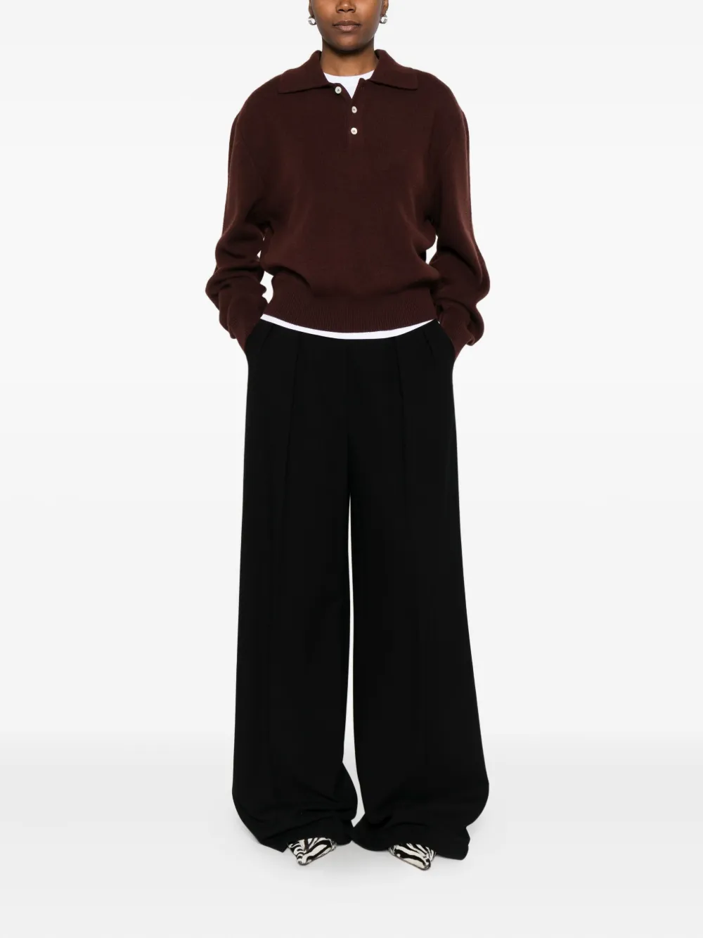 DUNST knitted polo shirt - Bruin