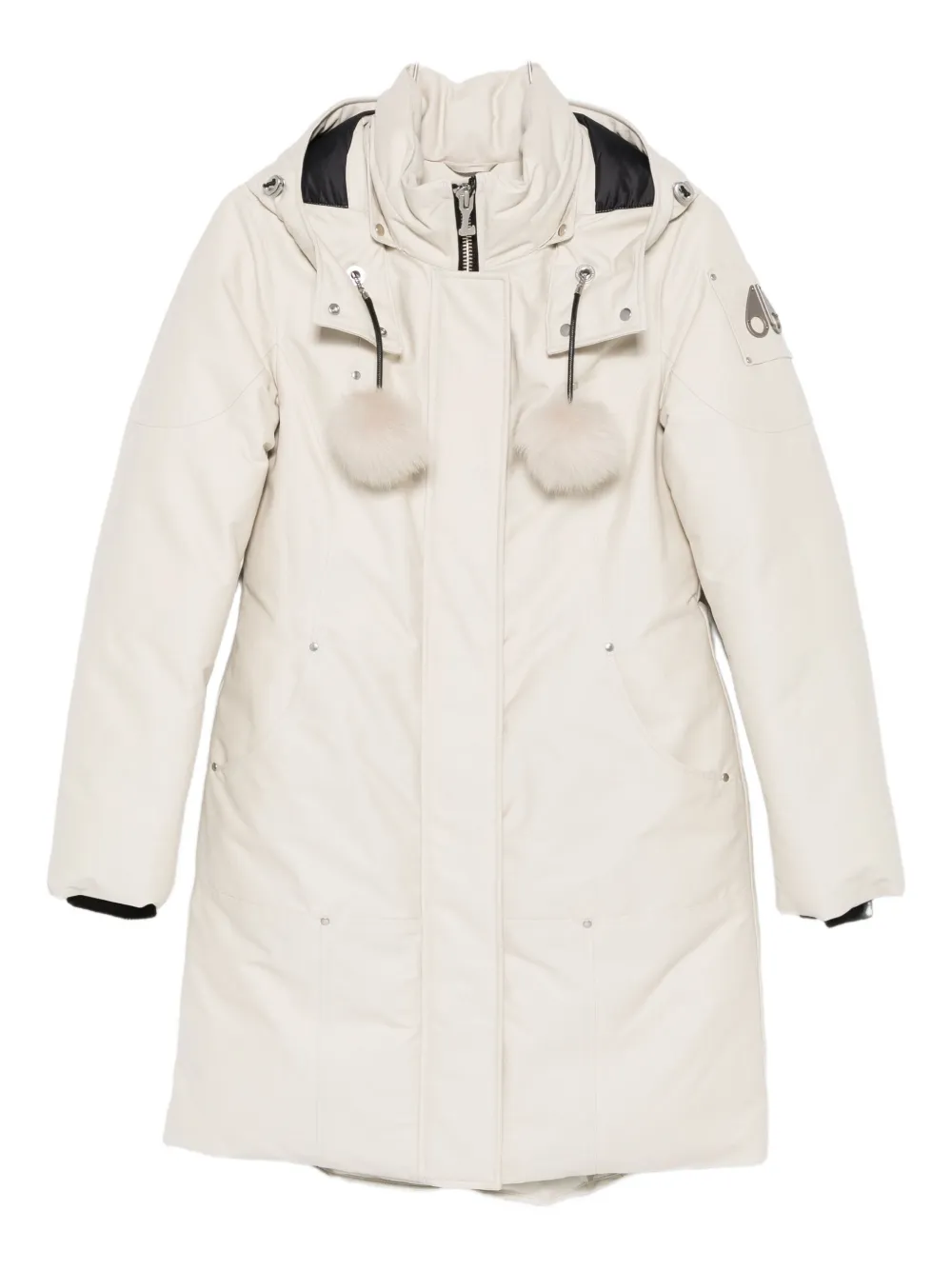 Moose Knuckles Pompom-detail Hooded Coat In Neutral