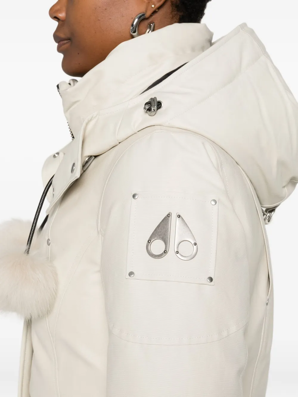 Moose Knuckles Pompom-detail Hooded Coat In Neutral