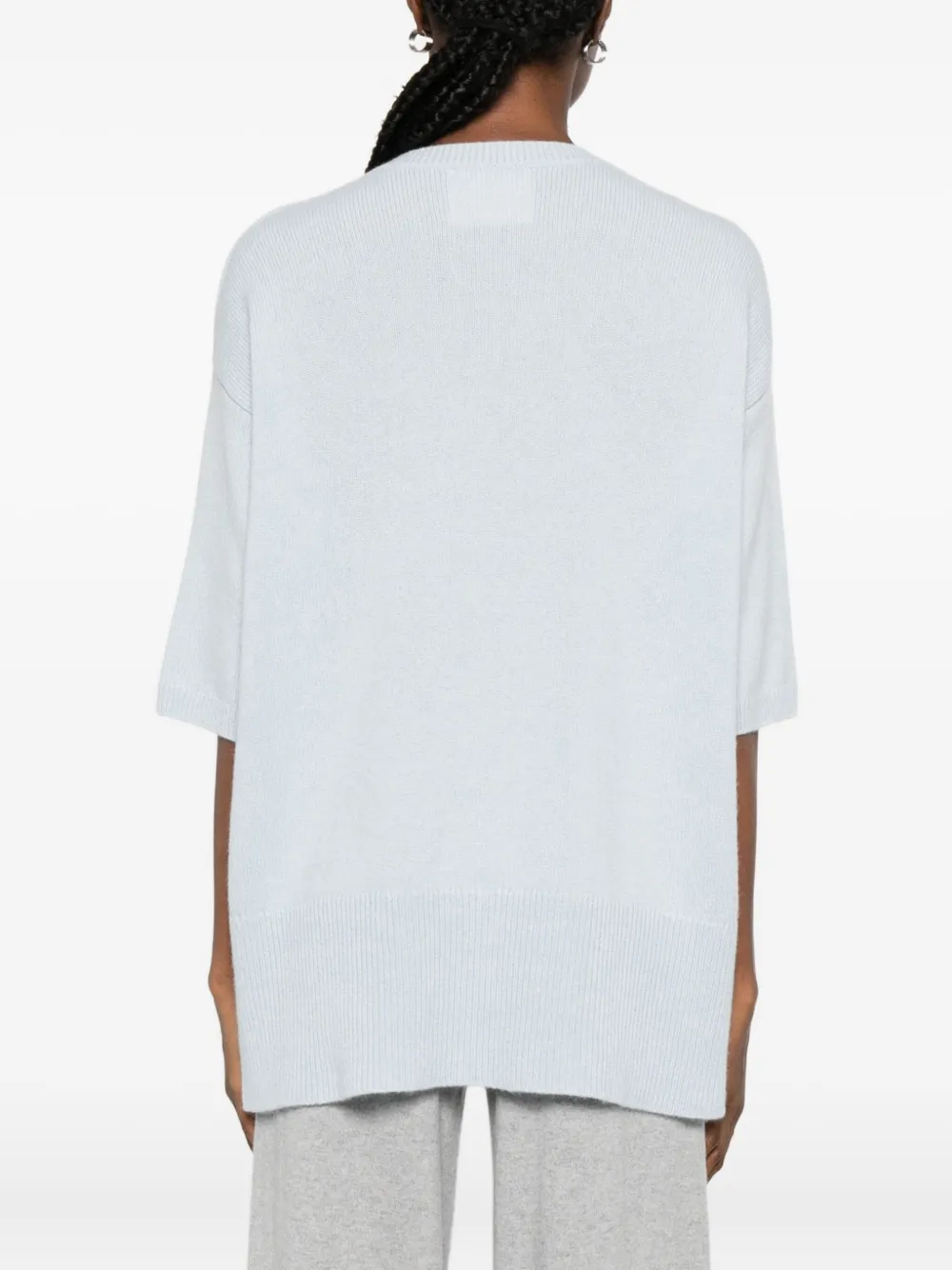 Lisa Yang Cashmere Short Sleeve Top In Blue