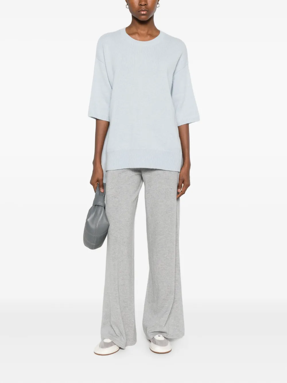 Lisa Yang Cashmere Short Sleeve Top In Blue