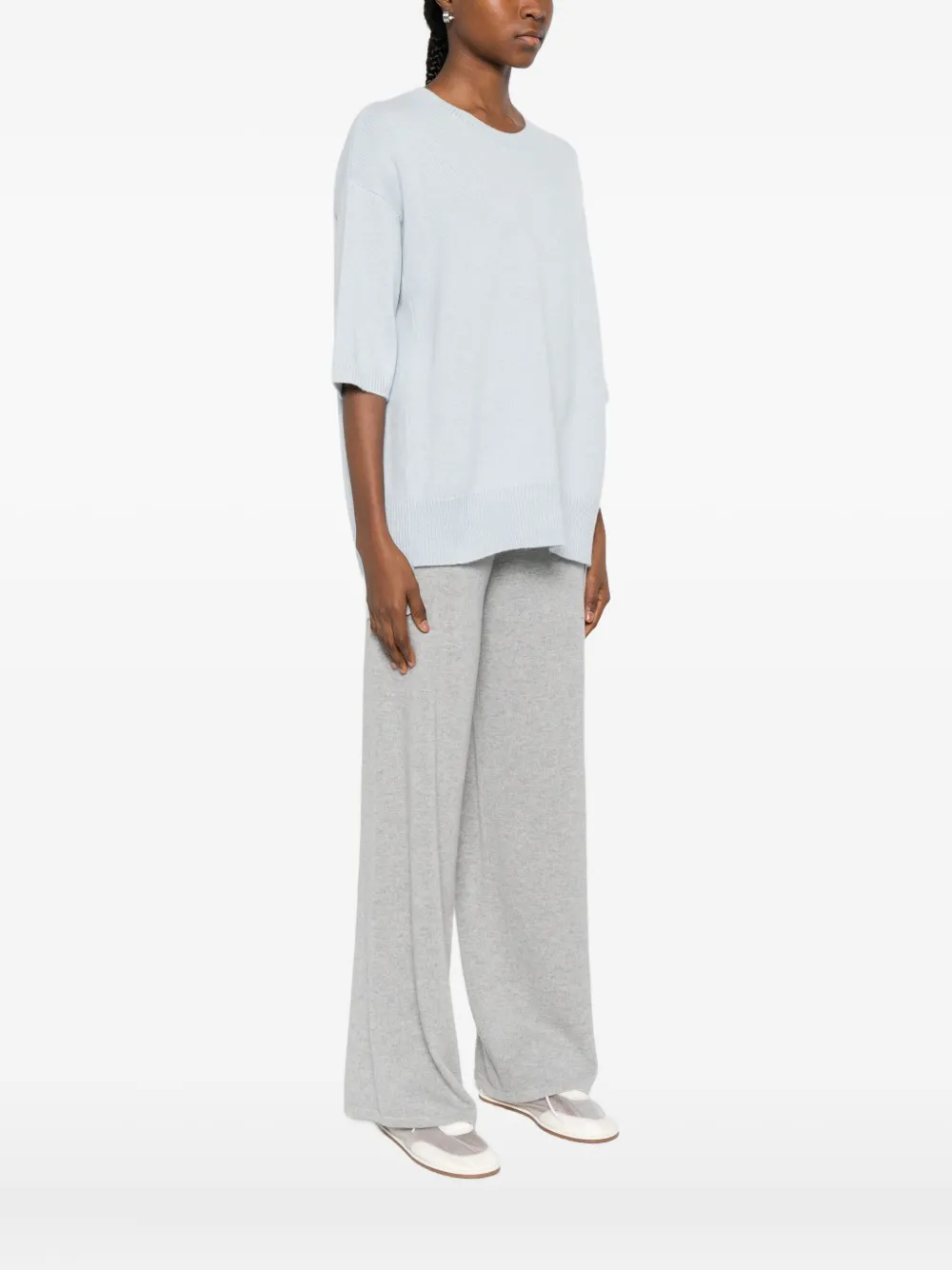 Lisa Yang Cashmere Short Sleeve Top In Blue