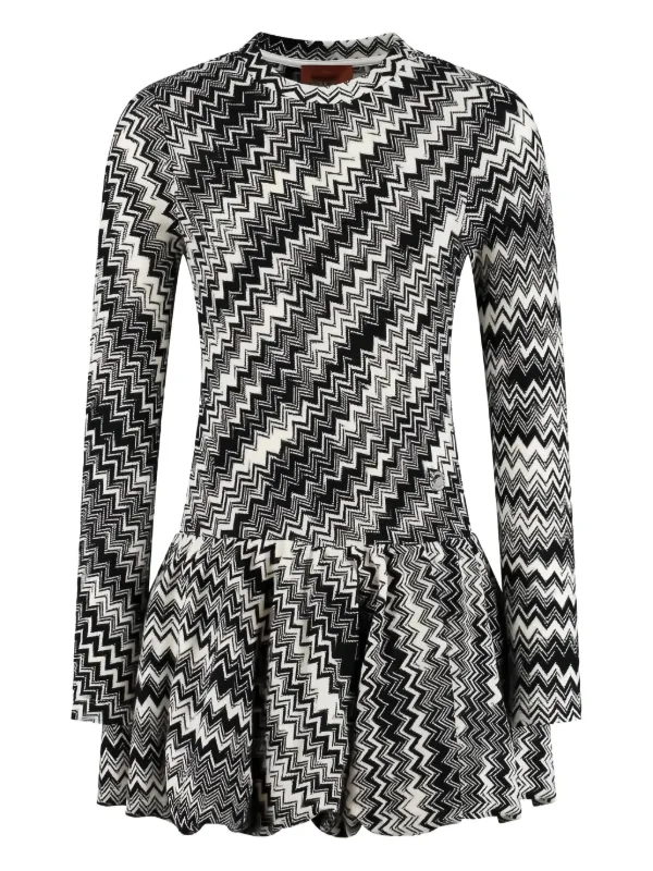 Missoni Girls Zigzag Jersey Dress in Black 10 Yrs