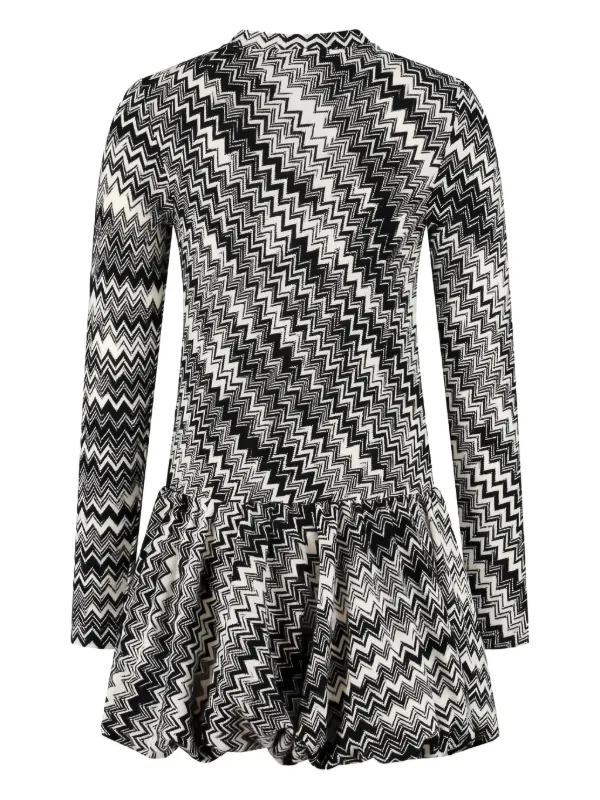 Missoni Kids ジグザグパターン フレアワンピース | ブラック