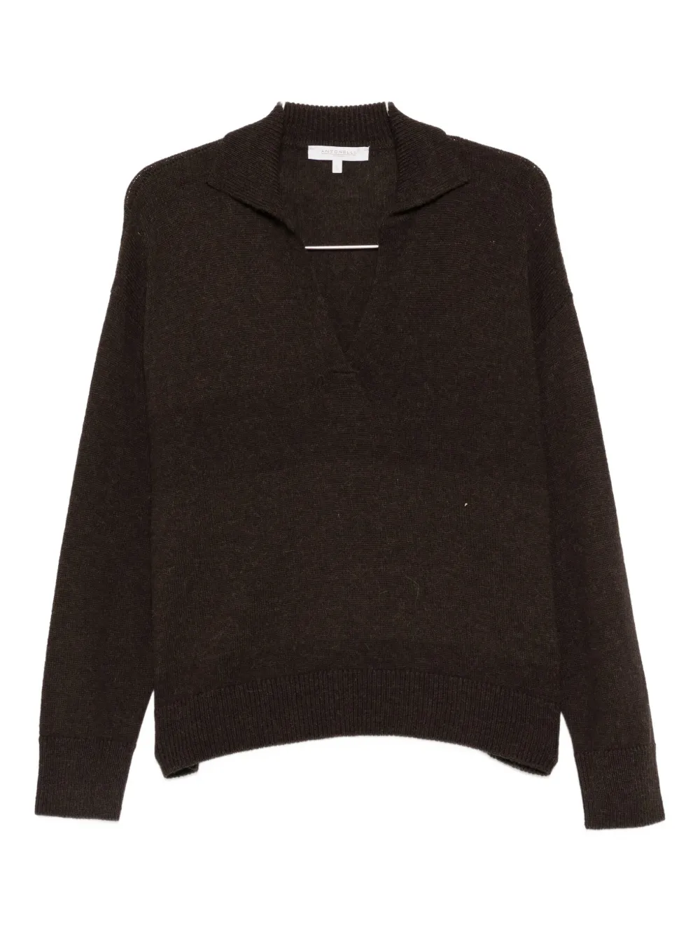 Antonelli V-neck collared sweater | Brown | Image 1
