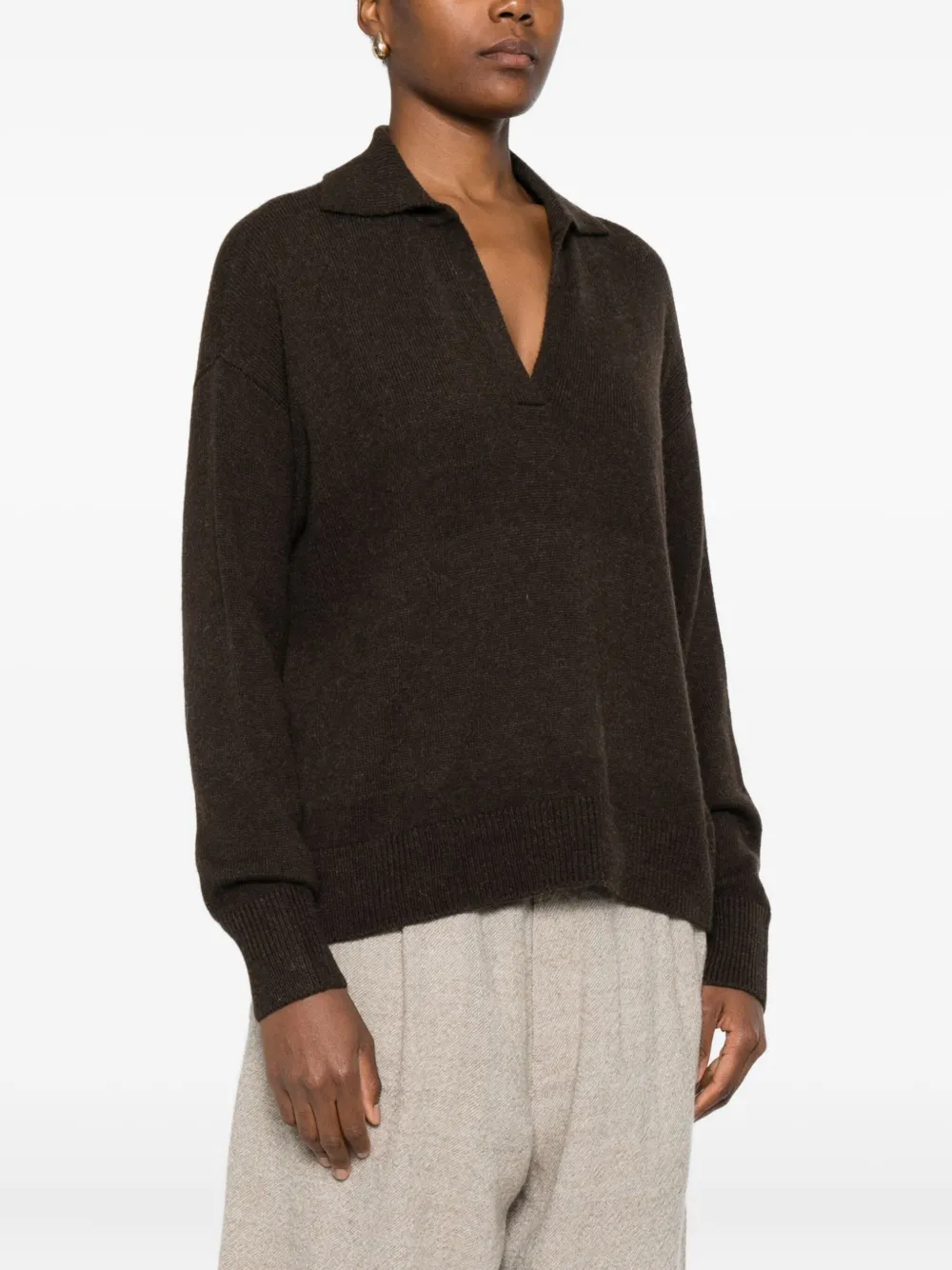 Antonelli V-neck Collared Sweater In Brown