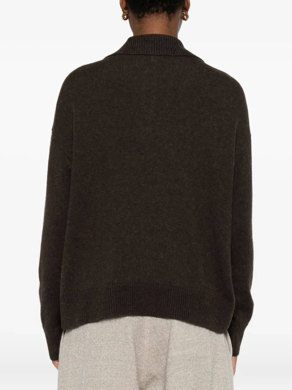 Antonelli V-neck Collared Sweater In Brown