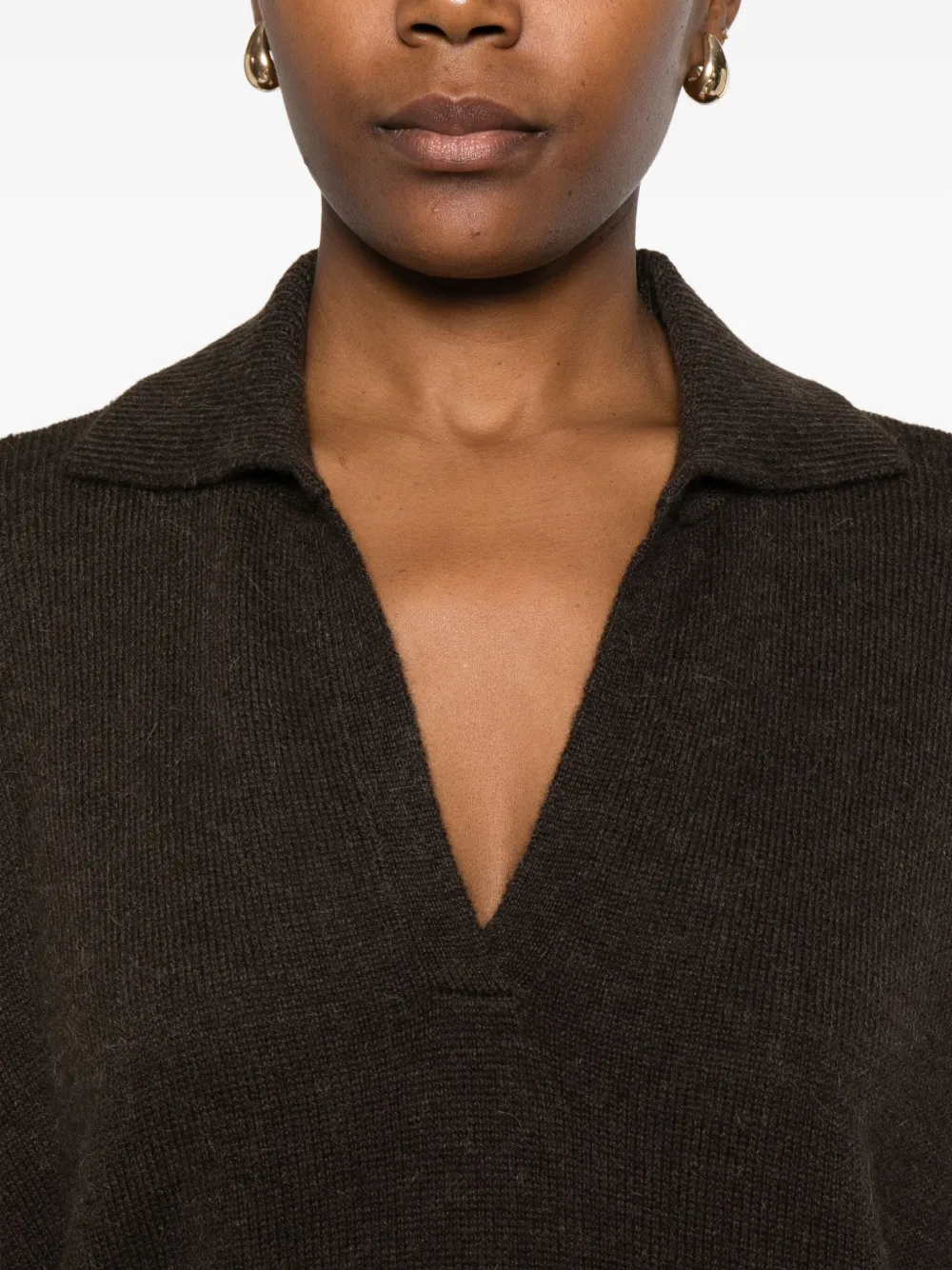 Antonelli V-neck Collared Sweater In Brown