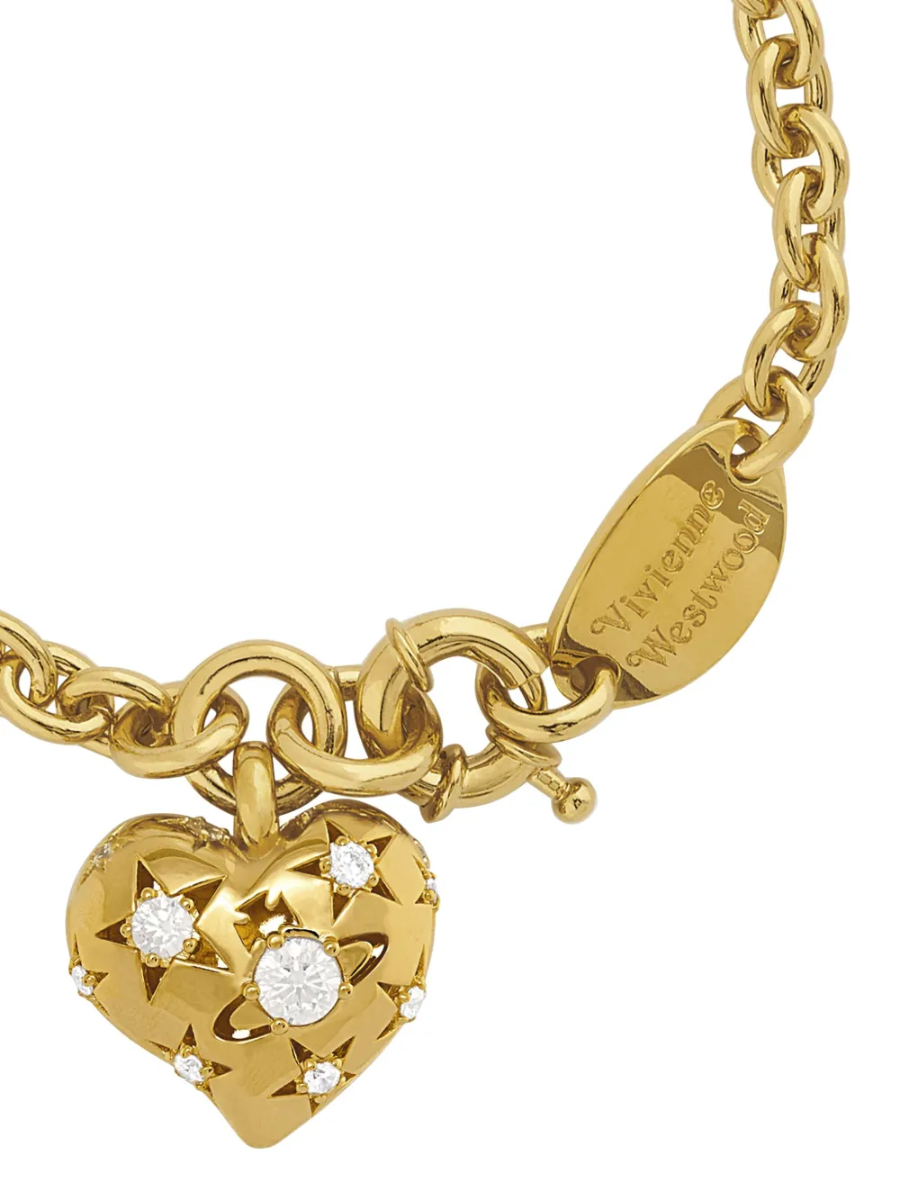 Vivienne Westwood Schakelarmband met hartbedel - Goud