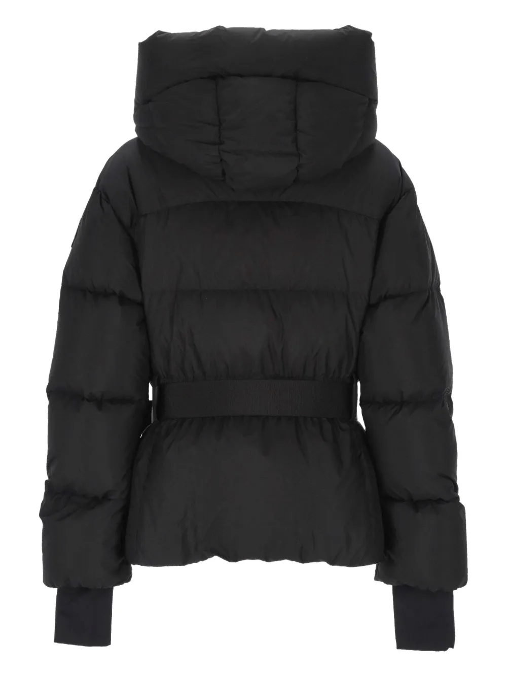 Moncler Belted Hooded Jacket In Black