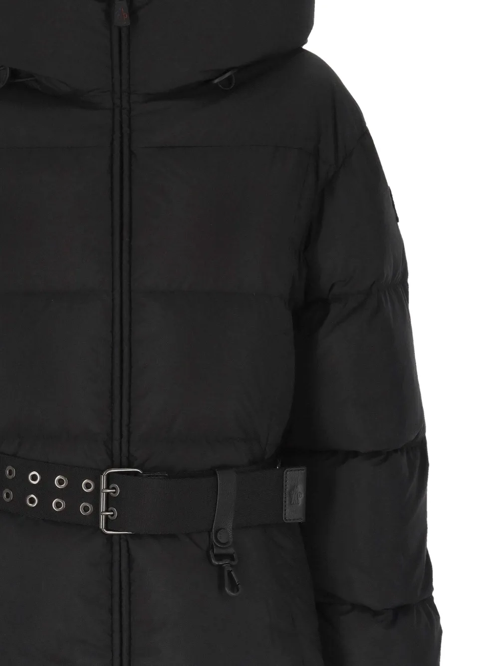 Moncler Belted Hooded Jacket In Black
