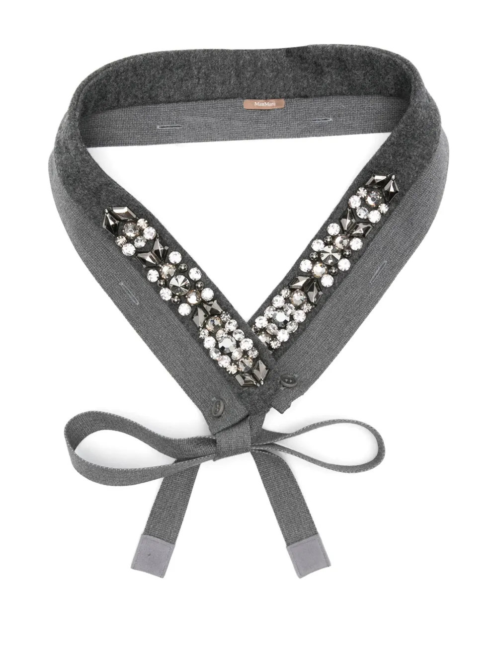 Max Mara Crystal-embellished Tie In Gray