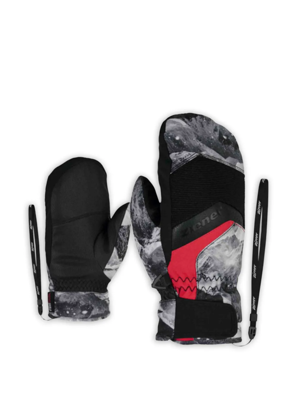 ZIENER graphic-print mittens | Black | Image 1