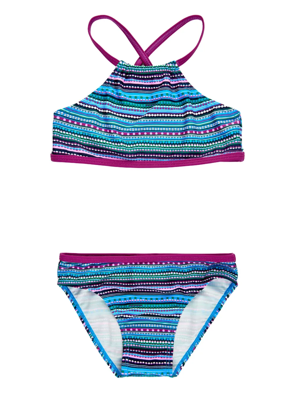 COLOR KIDS ストライプ ホルターネック ビキニ - ブルー