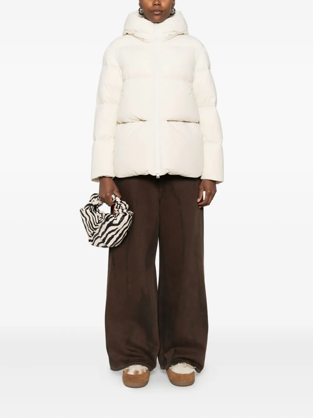 Woolrich Hooded Puffer Jacket In Neutral
