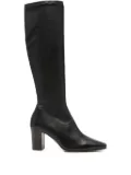 Jude square-toe leather boots - Black