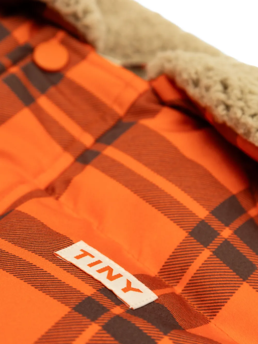 Tiny Cottons Geruit gewatteerd jack met sherpa kraag Oranje