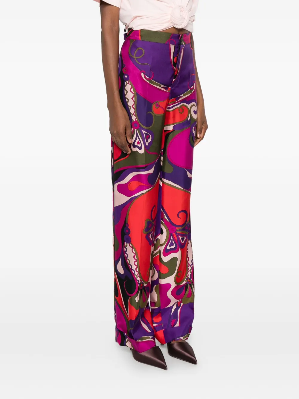 PUCCI Broek met abstracte print Paars