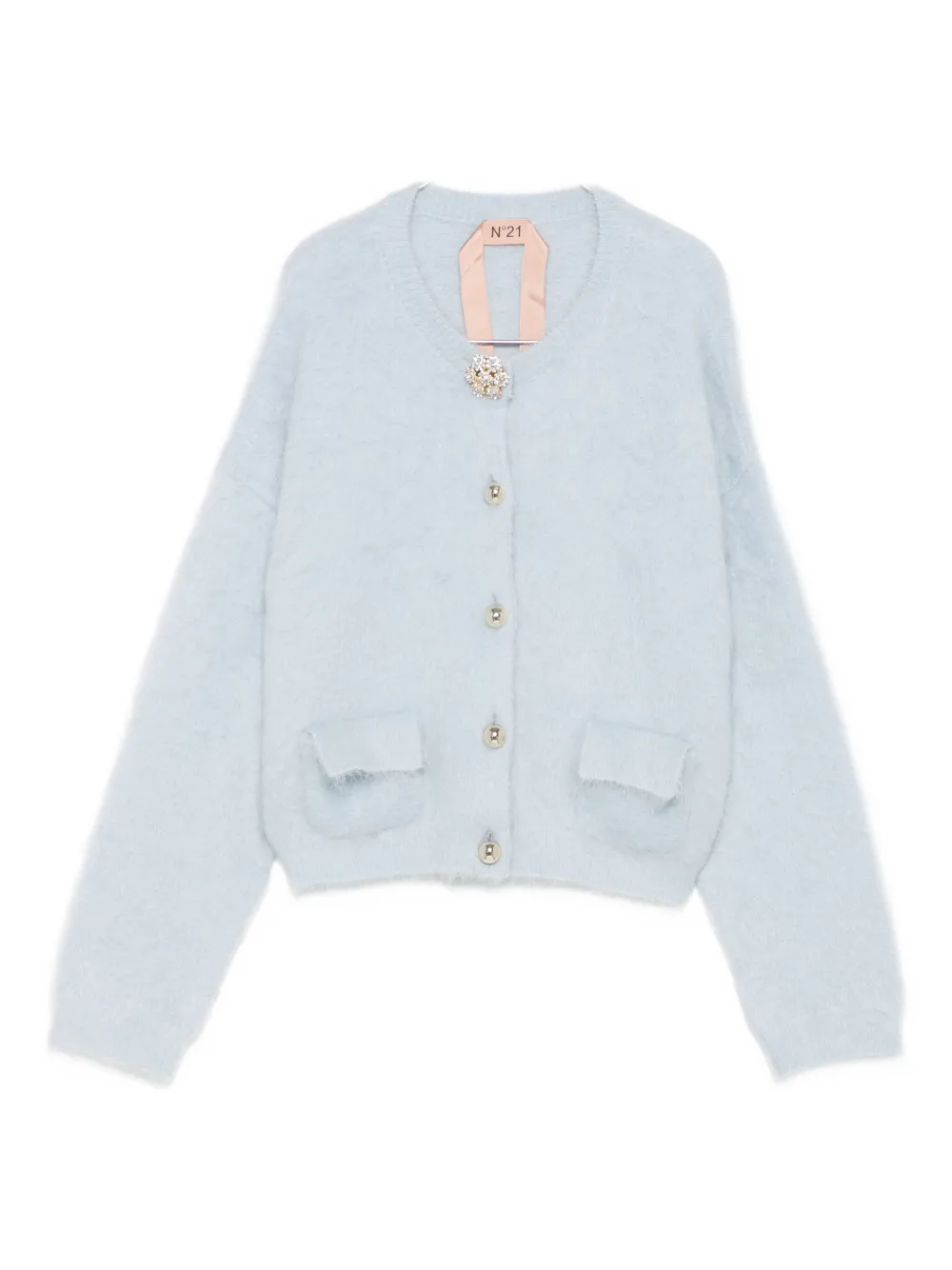 N°21 Embellished Pocket Cardigan In Blue