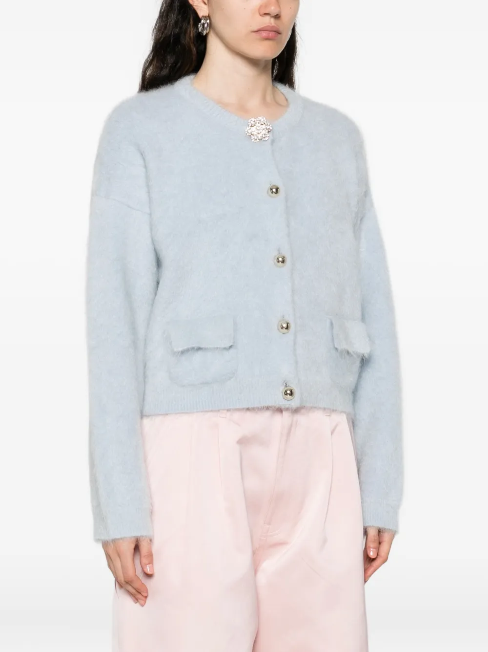 N°21 Embellished Pocket Cardigan In Blue