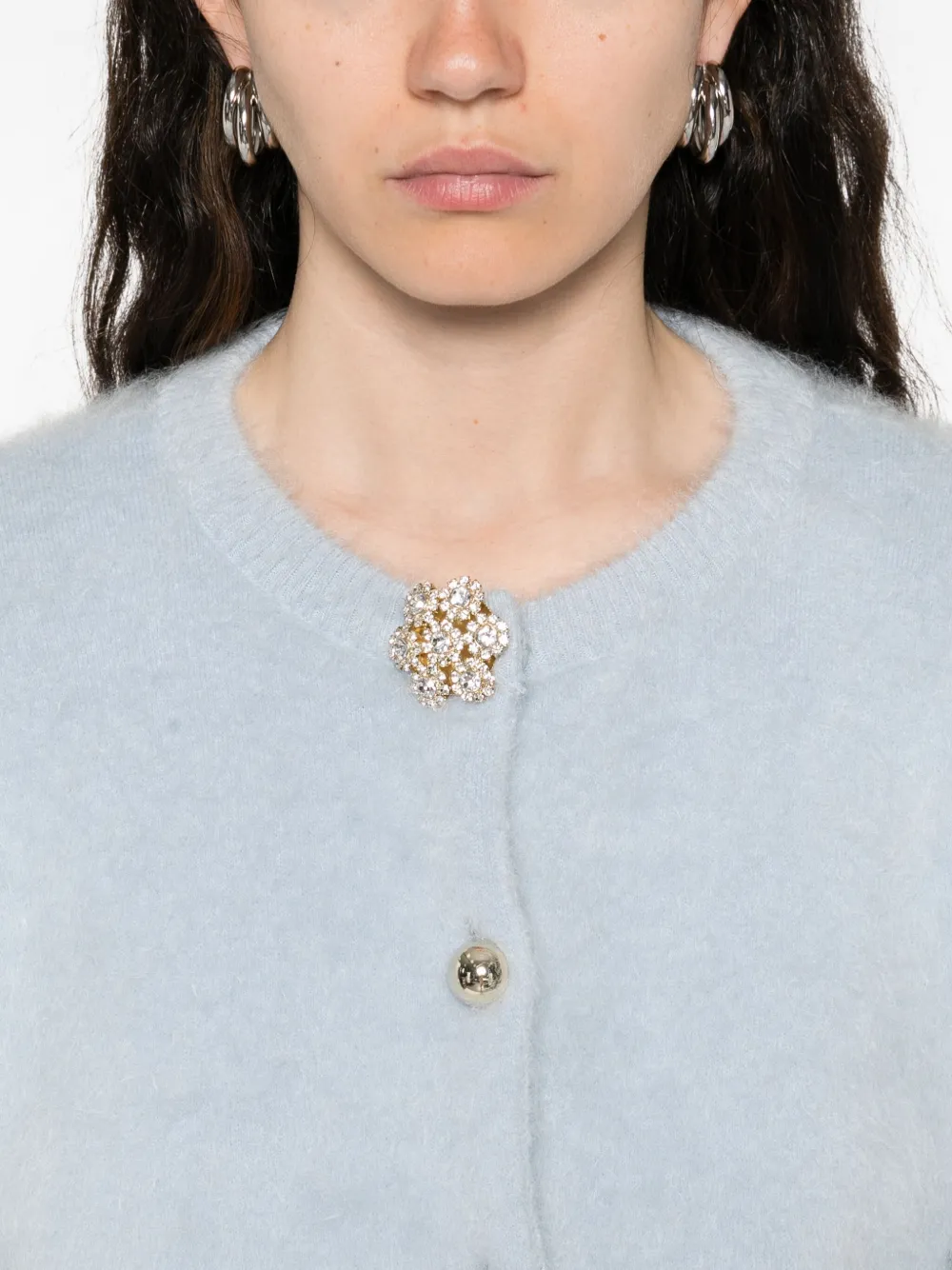 N°21 Embellished Pocket Cardigan In Blue