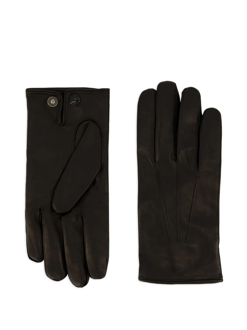 Tom Ford Leather Snap-button Gloves In Black