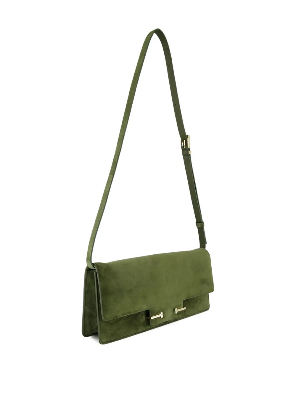 Tom Ford Aube Suede Clutch Bag In Green