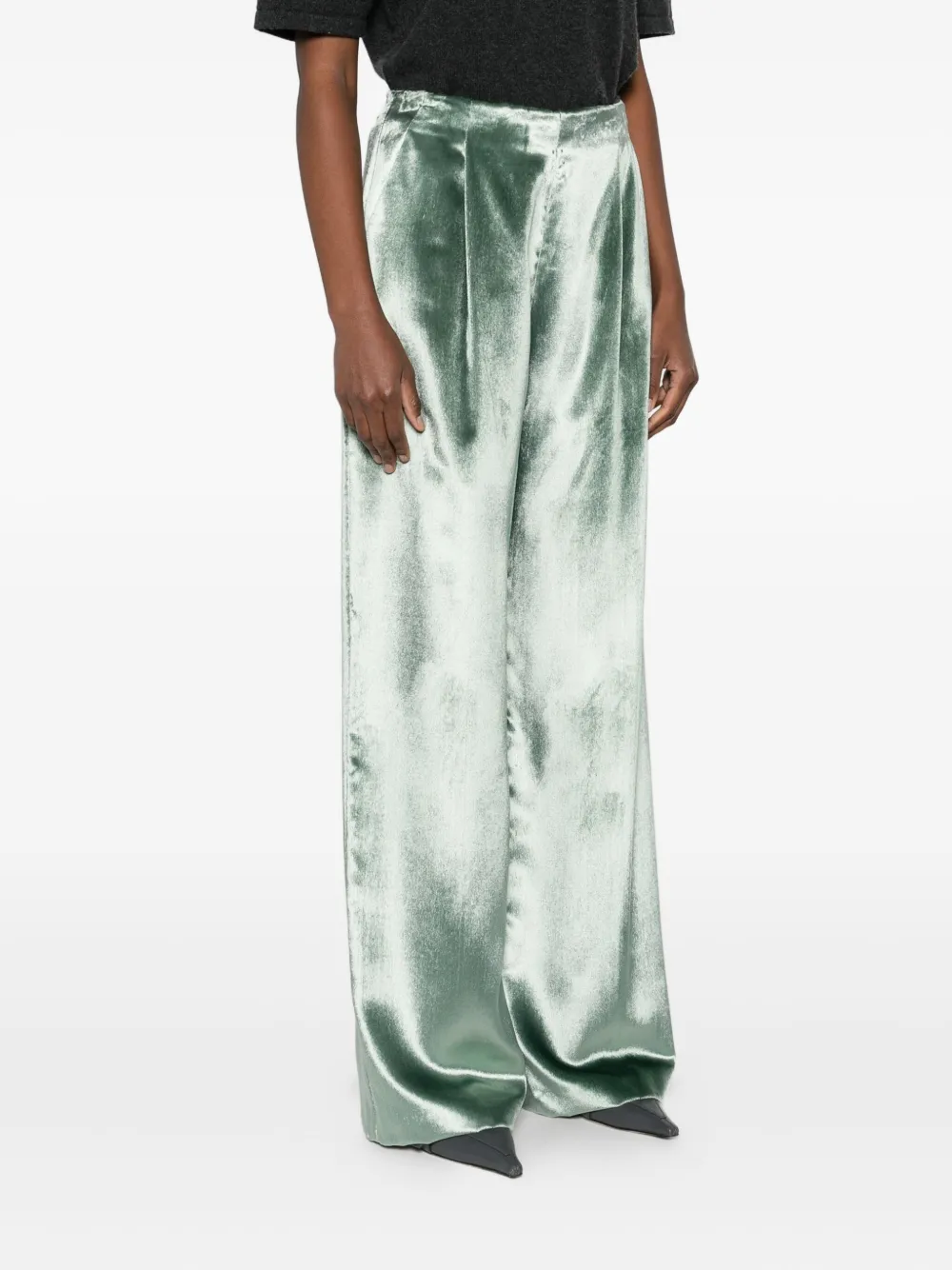 Alberta Ferretti Wide-leg Trousers In Shiny Viscose In White